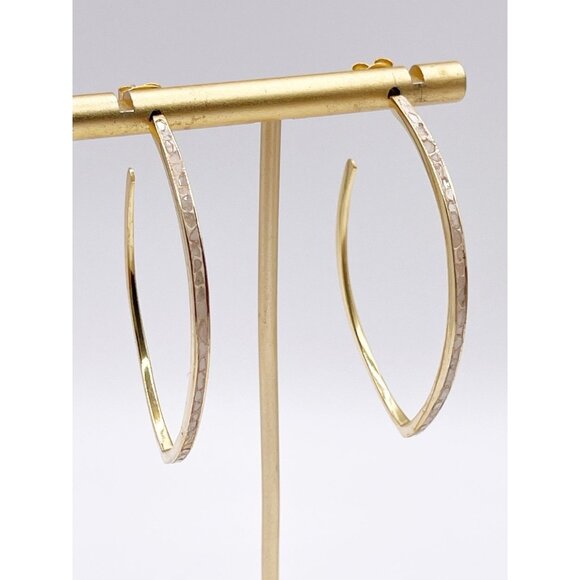 Zoya India 925 Sterling Silver Gold Vermeil Oval Hoop Earrings Iridescent Inlay - Picture 3 of 14